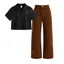 Brown Baggy Jeans With Crop Polo
