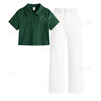 White Baggy Jeans With Crop Polo