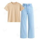 Iceblue Baggy Jeans With Regular T-Shirt