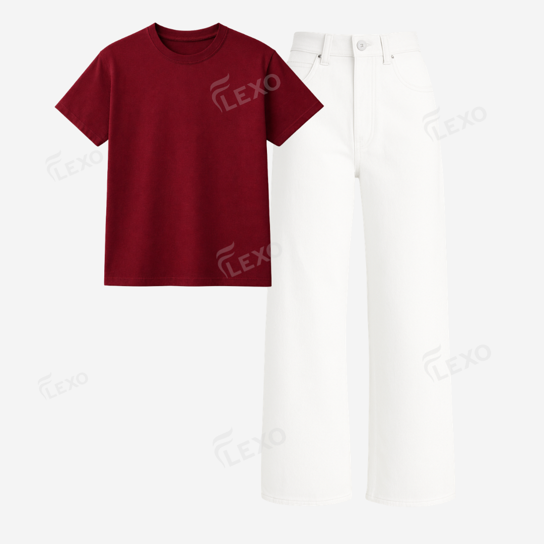 White Baggy Jeans With Regular T-Shirt