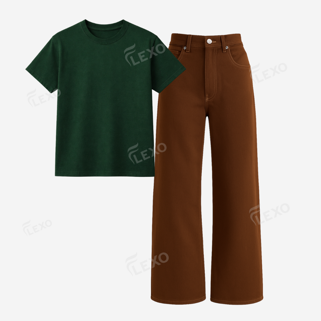 Brown Baggy Jeans With Regular T-Shirt
