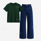 Darkblue Baggy Jeans With Regular T-Shirt