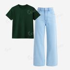 Iceblue Baggy Jeans With Regular T-Shirt
