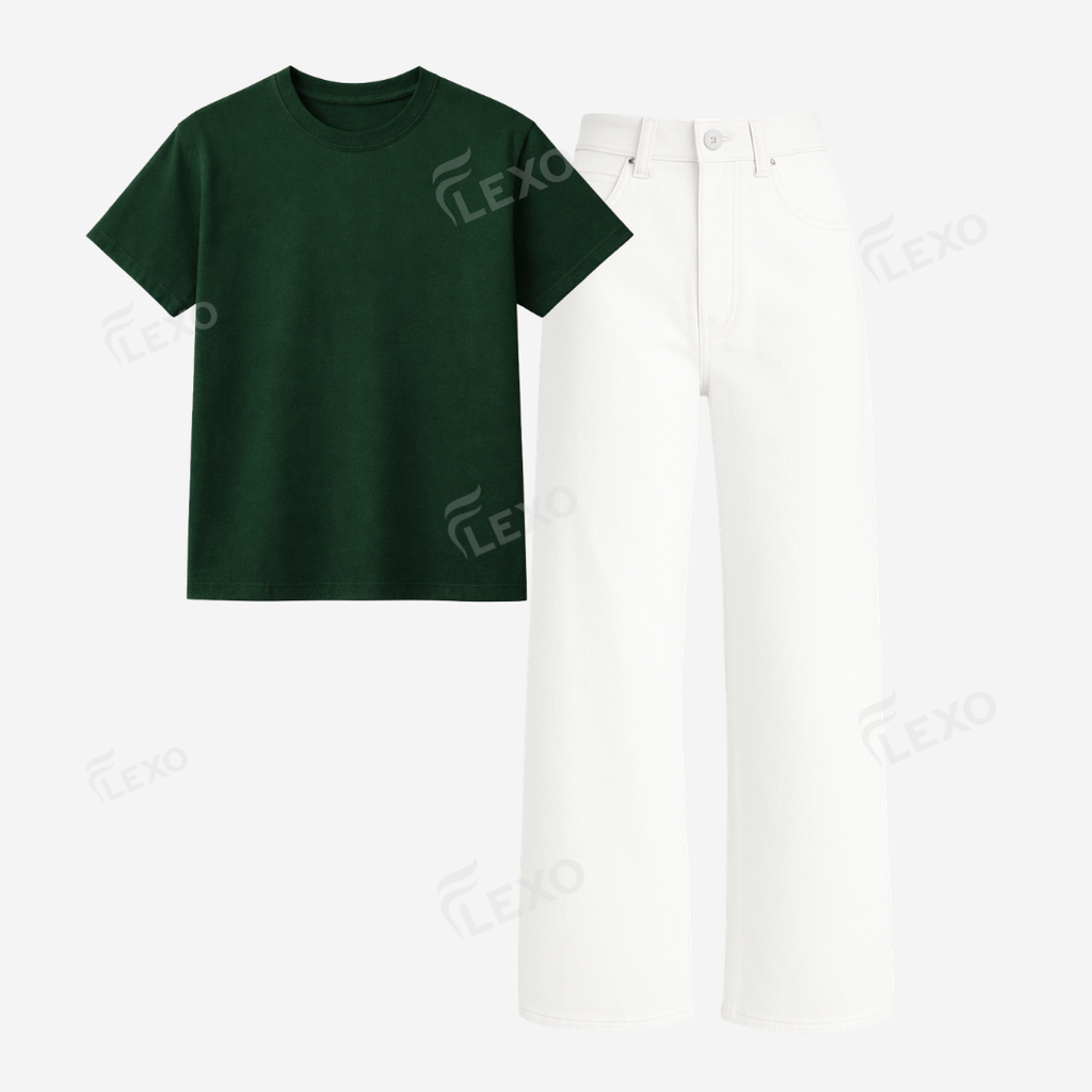 White Baggy Jeans With Regular T-Shirt