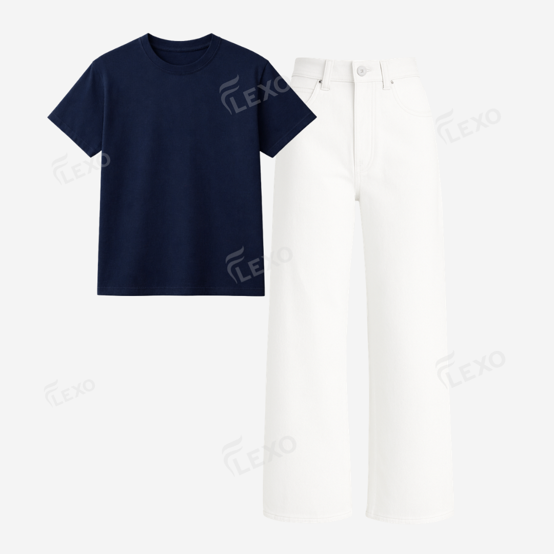 White Baggy Jeans With Regular T-Shirt