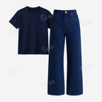 Darkblue Baggy Jeans With Regular T-Shirt