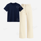 Beige Baggy Jeans With Regular T-Shirt
