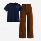 Brown Baggy Jeans With Regular T-Shirt