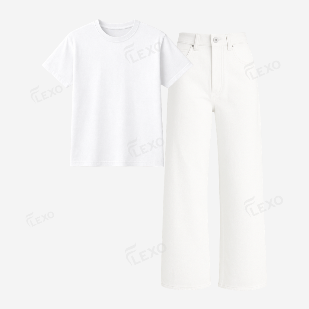 White Baggy Jeans With Regular T-Shirt