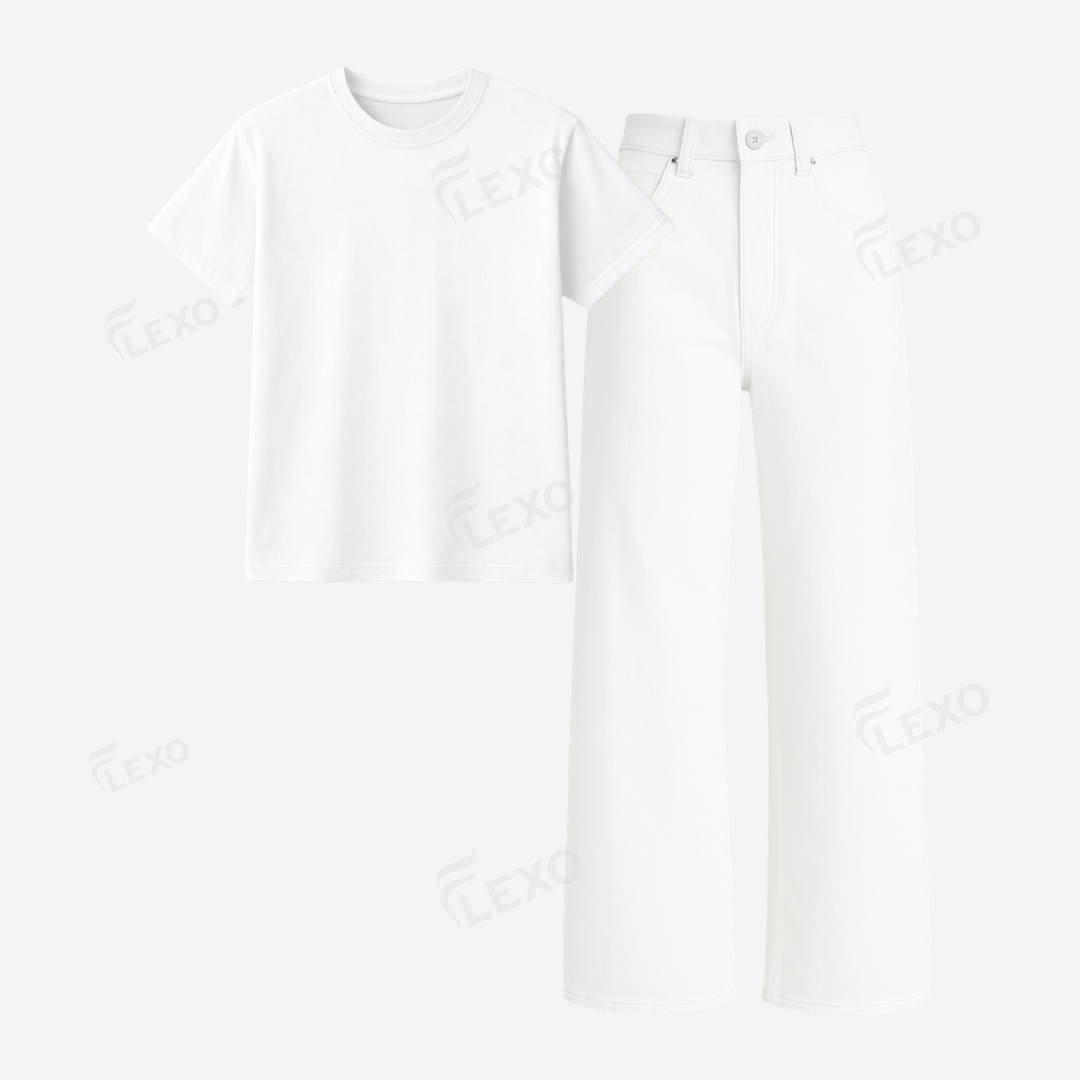 White Baggy Jeans With Regular T-Shirt