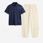 Cream Sweatpant With Polo