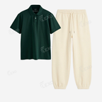 Cream Sweatpant With Polo