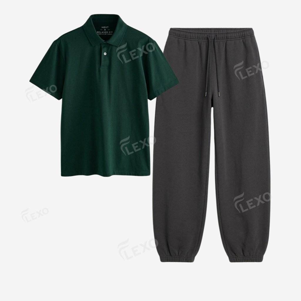 Charcoalgrey Sweatpant With Polo