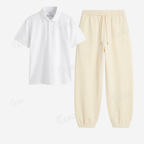 Cream Sweatpant With Polo