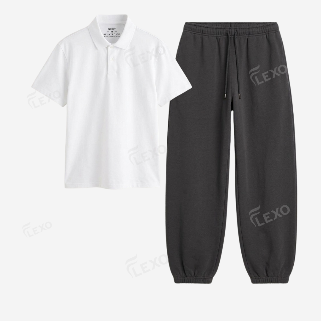 Charcoalgrey Sweatpant With Polo