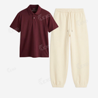 Cream Sweatpant With Polo