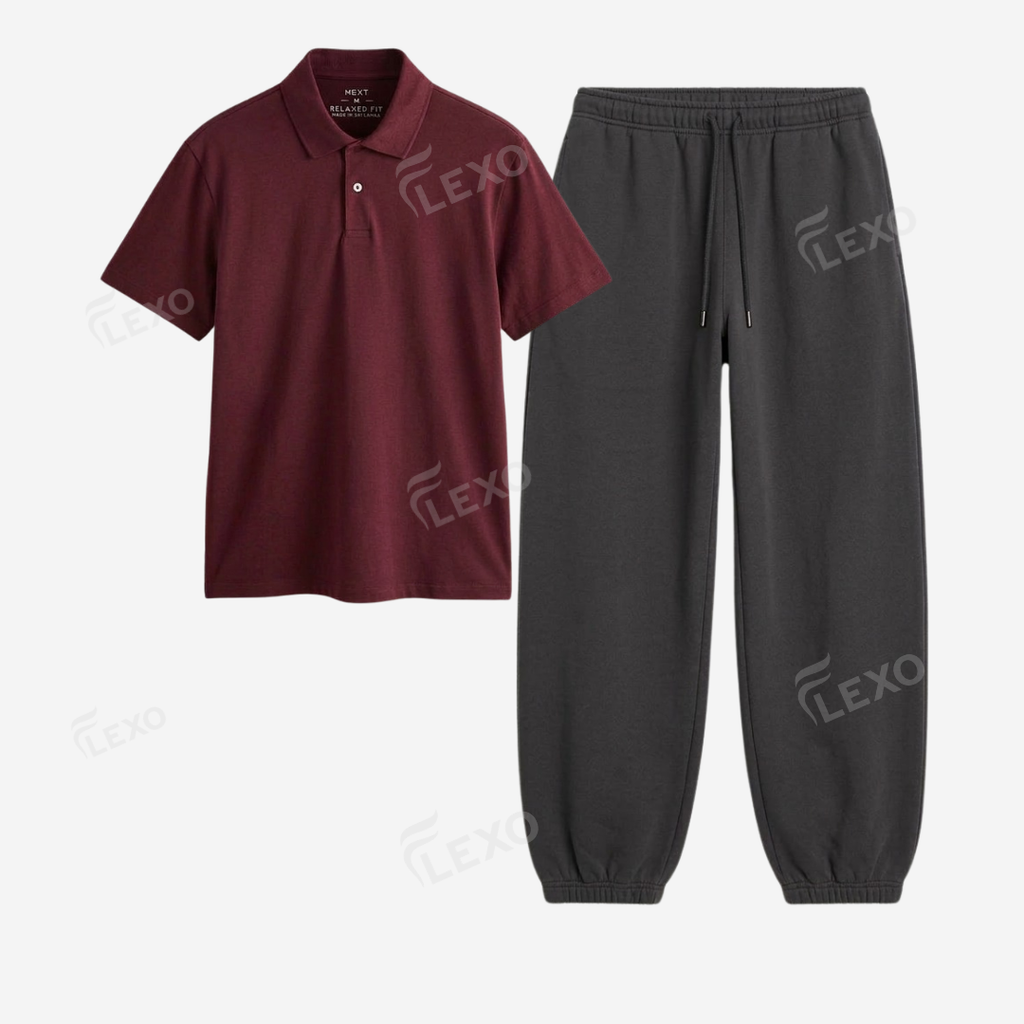 Charcoalgrey Sweatpant With Polo