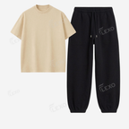 Black Sweatpant With Oversized Drop Shoulder T-Shirt
