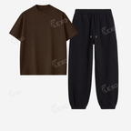 Black Sweatpant With Oversized Drop Shoulder T-Shirt