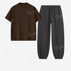 Charcoalgrey Sweatpant With Oversized Drop Shoulder T-Shirt