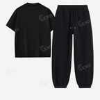 Black Sweatpant With Oversized Drop Shoulder T-Shirt
