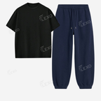 Navyblue Sweatpant With Oversized Drop Shoulder T-Shirt
