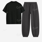 Charcoalgrey Sweatpant With Oversized Drop Shoulder T-Shirt