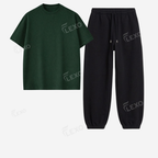 Black Sweatpant With Oversized Drop Shoulder T-Shirt