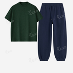 Navyblue Sweatpant With Oversized Drop Shoulder T-Shirt