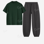 Charcoalgrey Sweatpant With Oversized Drop Shoulder T-Shirt