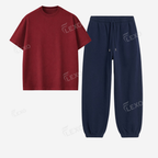 Navyblue Sweatpant With Oversized Drop Shoulder T-Shirt
