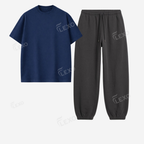 Charcoalgrey Sweatpant With Oversized Drop Shoulder T-Shirt