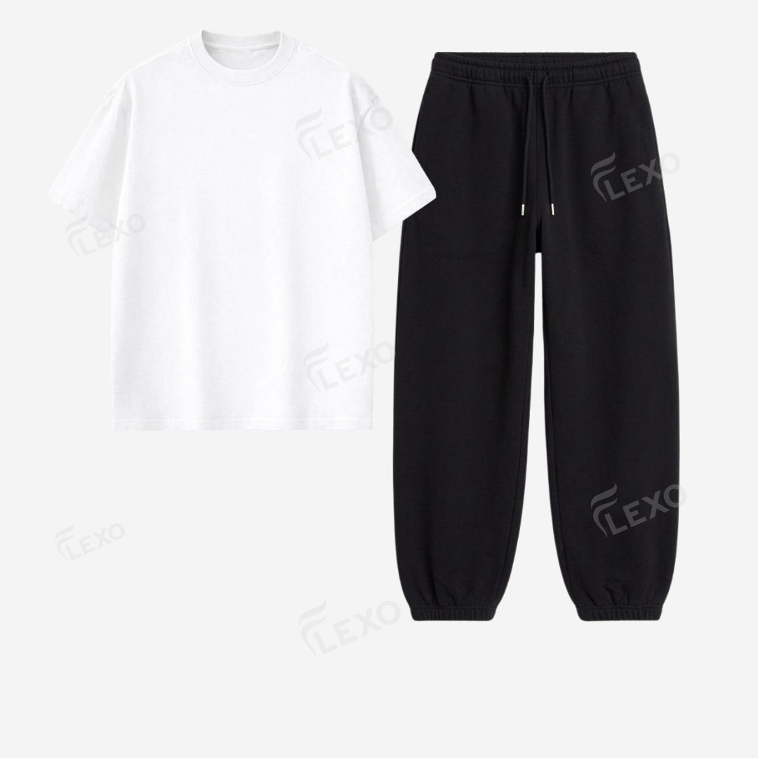 Black Sweatpant With Oversized Drop Shoulder T-Shirt Secondary image