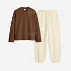 Cream Sweatpant With Full Sleeves T-Shirts