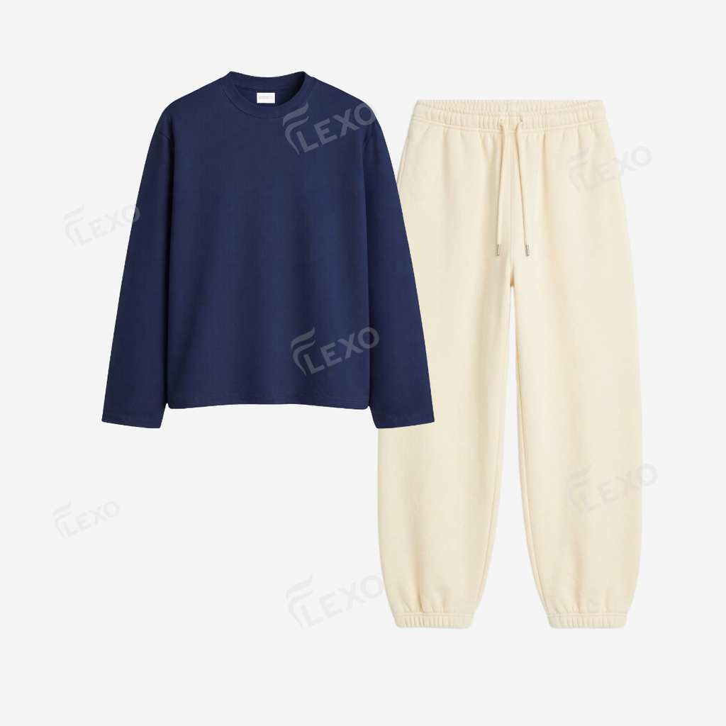 Cream Sweatpant With Full Sleeves T-Shirts