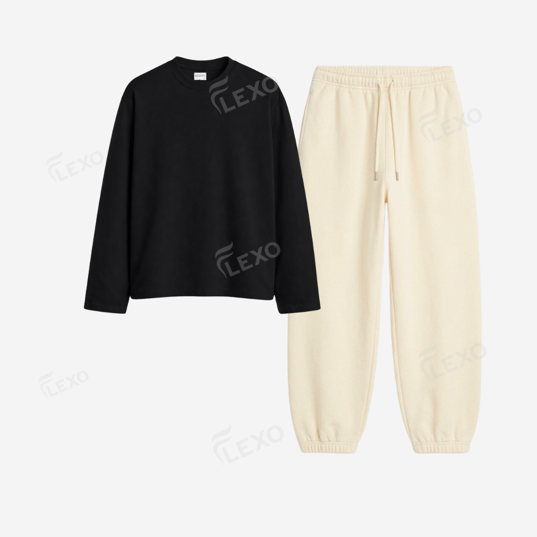 Cream Sweatpant With Full Sleeves T-Shirts