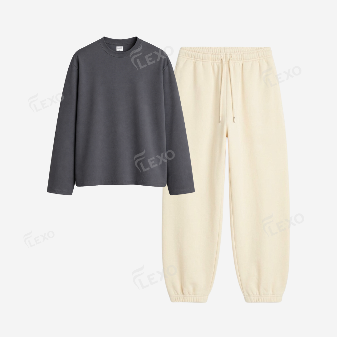 Cream Sweatpant With Full Sleeves T-Shirts