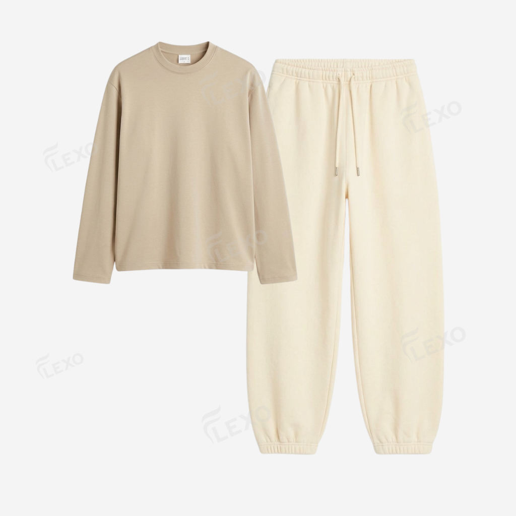 Cream Sweatpant With Full Sleeves T-Shirts