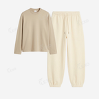 Cream Sweatpant With Full Sleeves T-Shirts