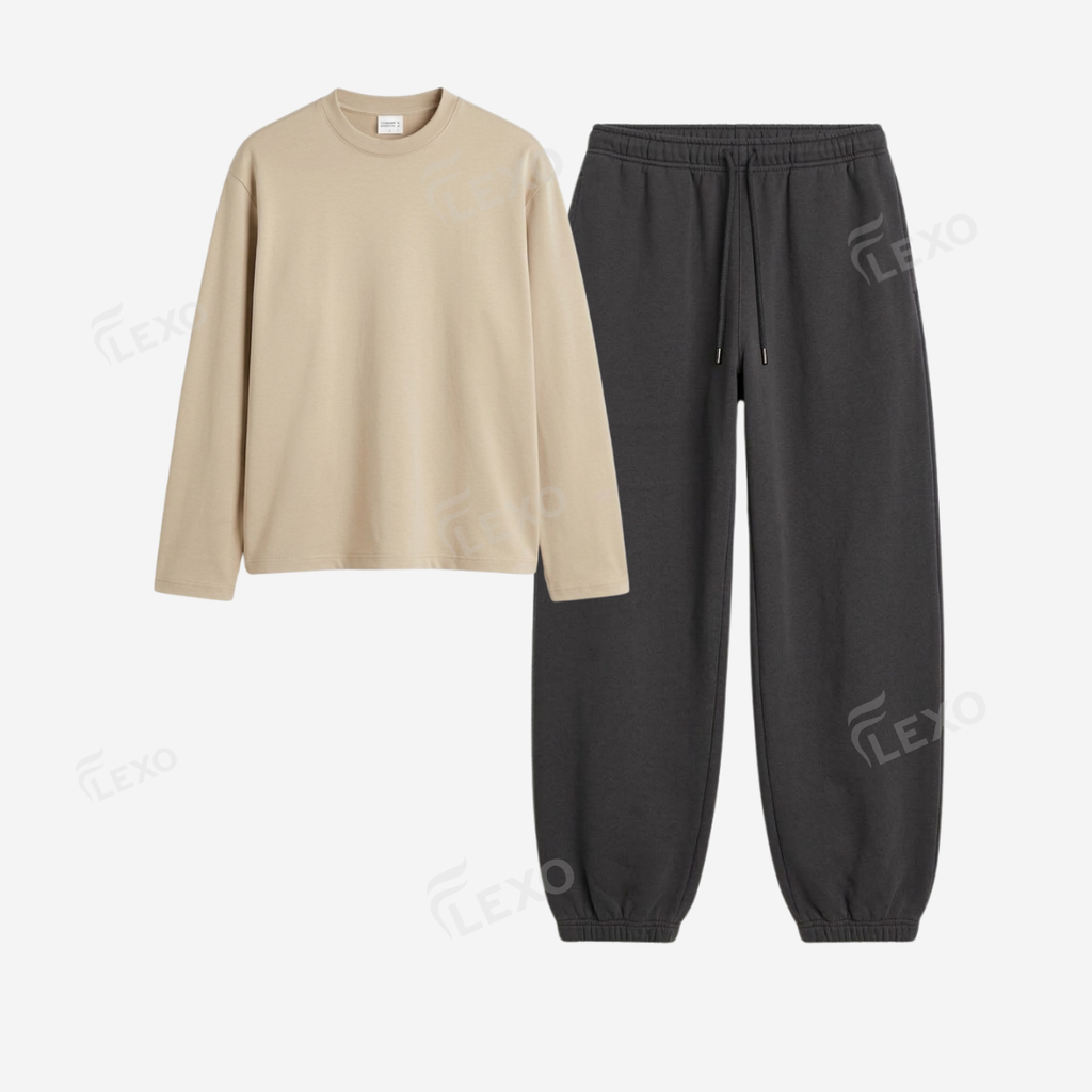 Charcoalgrey Sweatpant With Full Sleeves T-Shirts