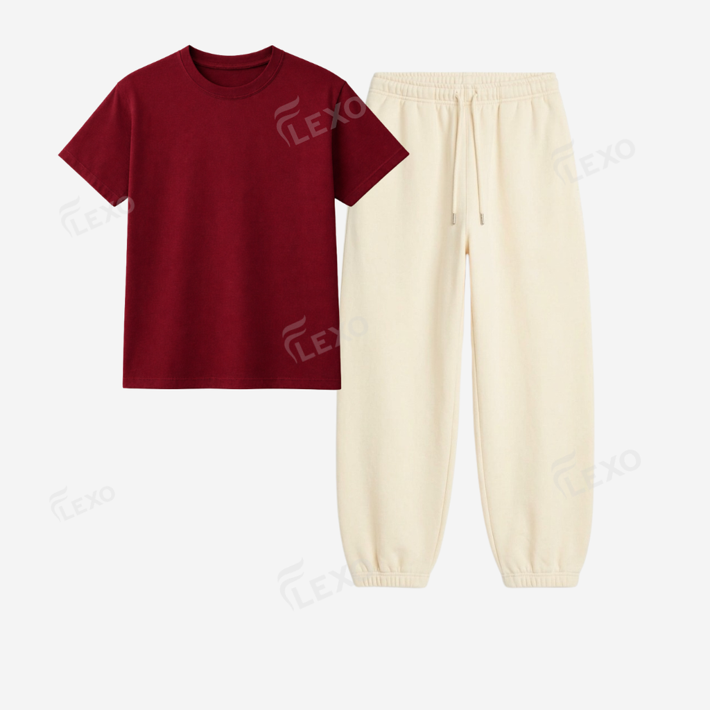 Cream Sweatpant With Regular T-Shirts