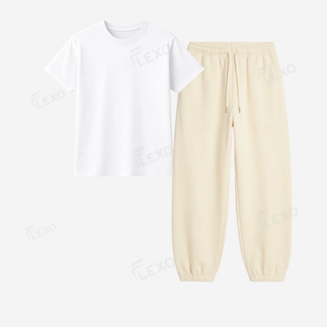 Cream Sweatpant With Regular T-Shirts