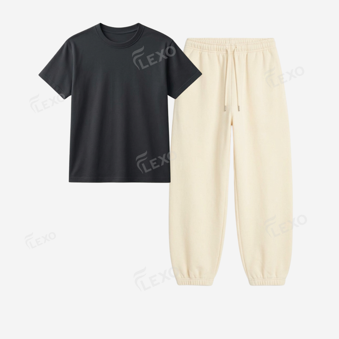 Cream Sweatpant With Regular T-Shirts