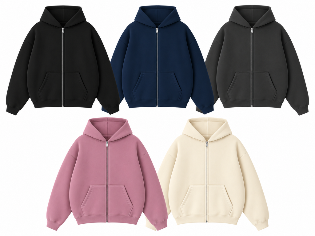 Pack Of 5 Oversize Drop Shoulder Zipper