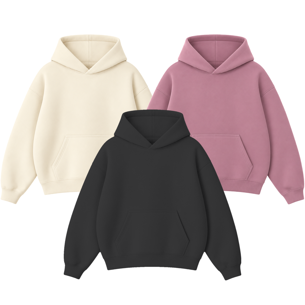 Pack of 3 Oversize Drop Shoulder Hoodie