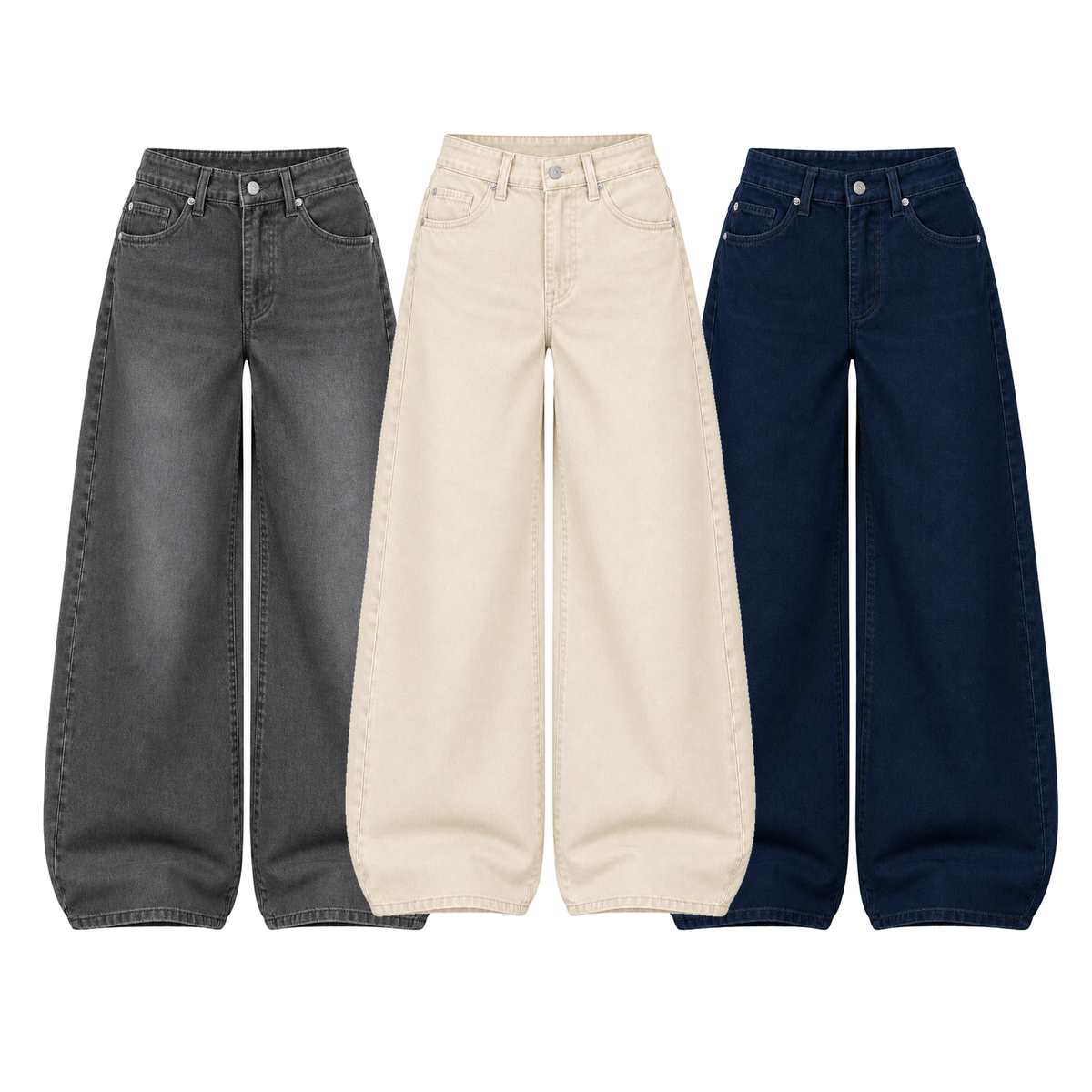 Pack of 3 Wide-leg Jeans