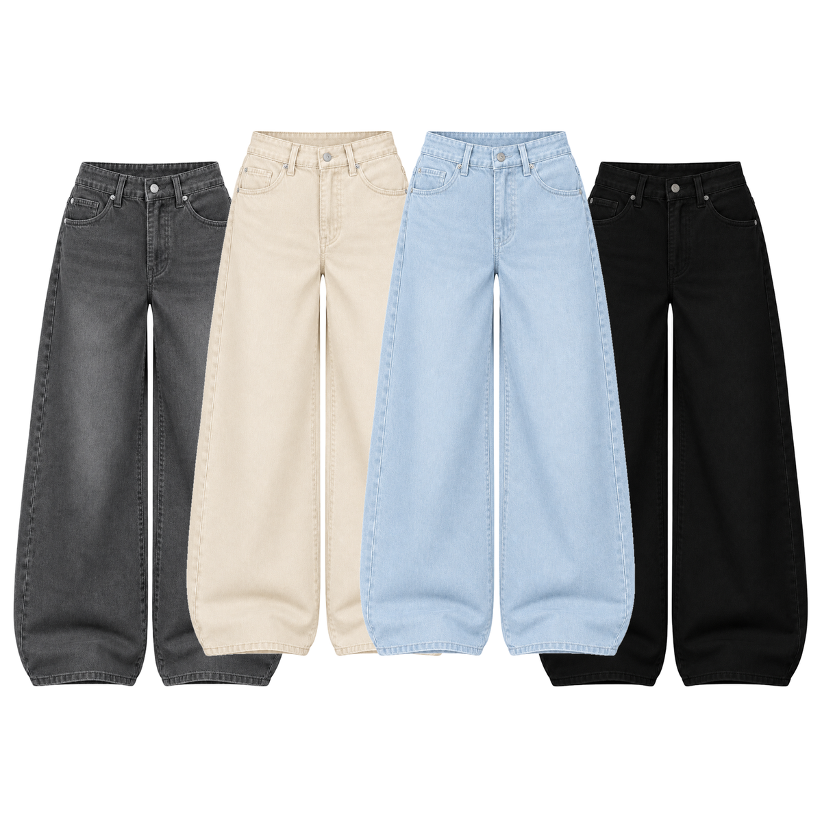 Pack of 4 Wide-leg Jeans