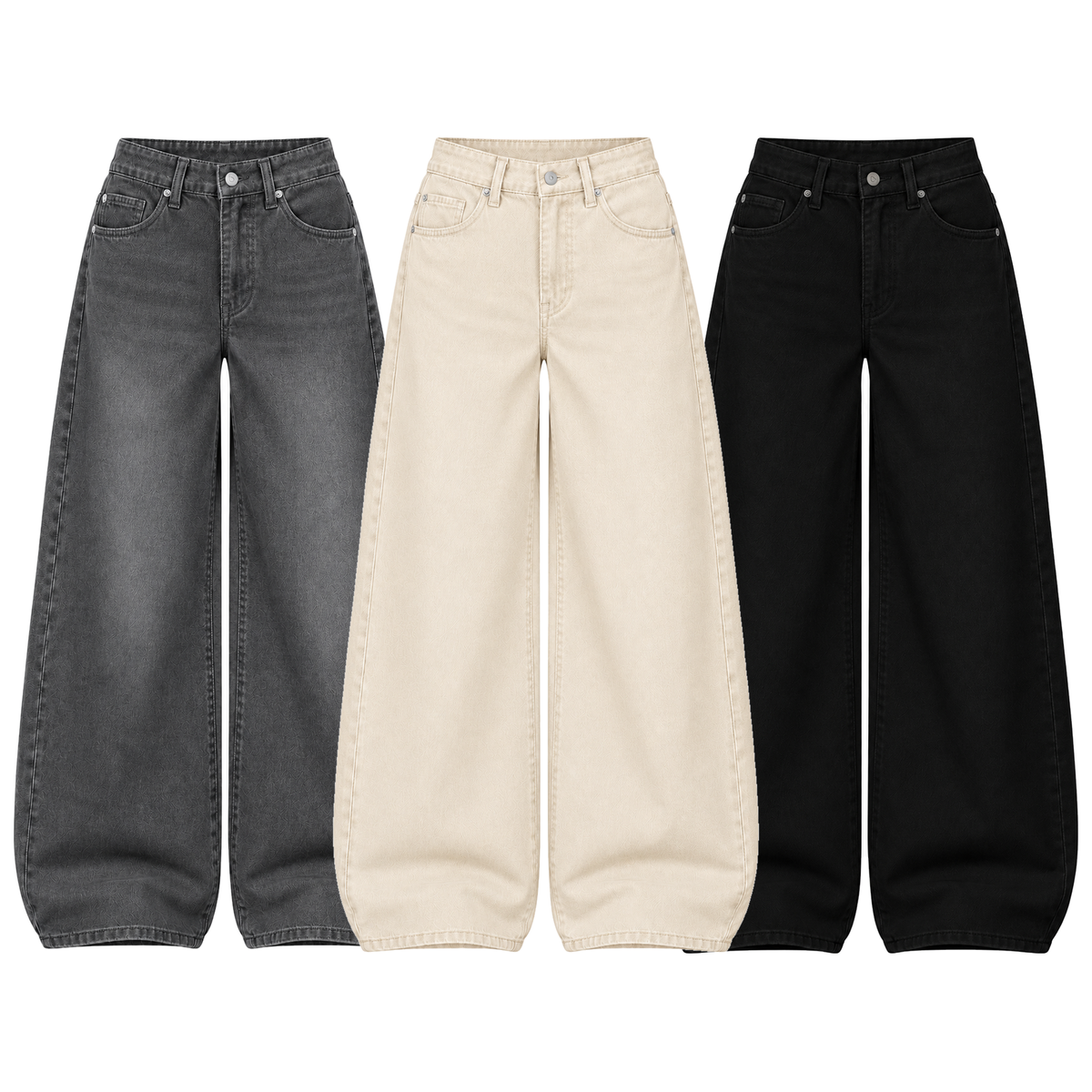 Pack of 3 Wide-leg Jeans