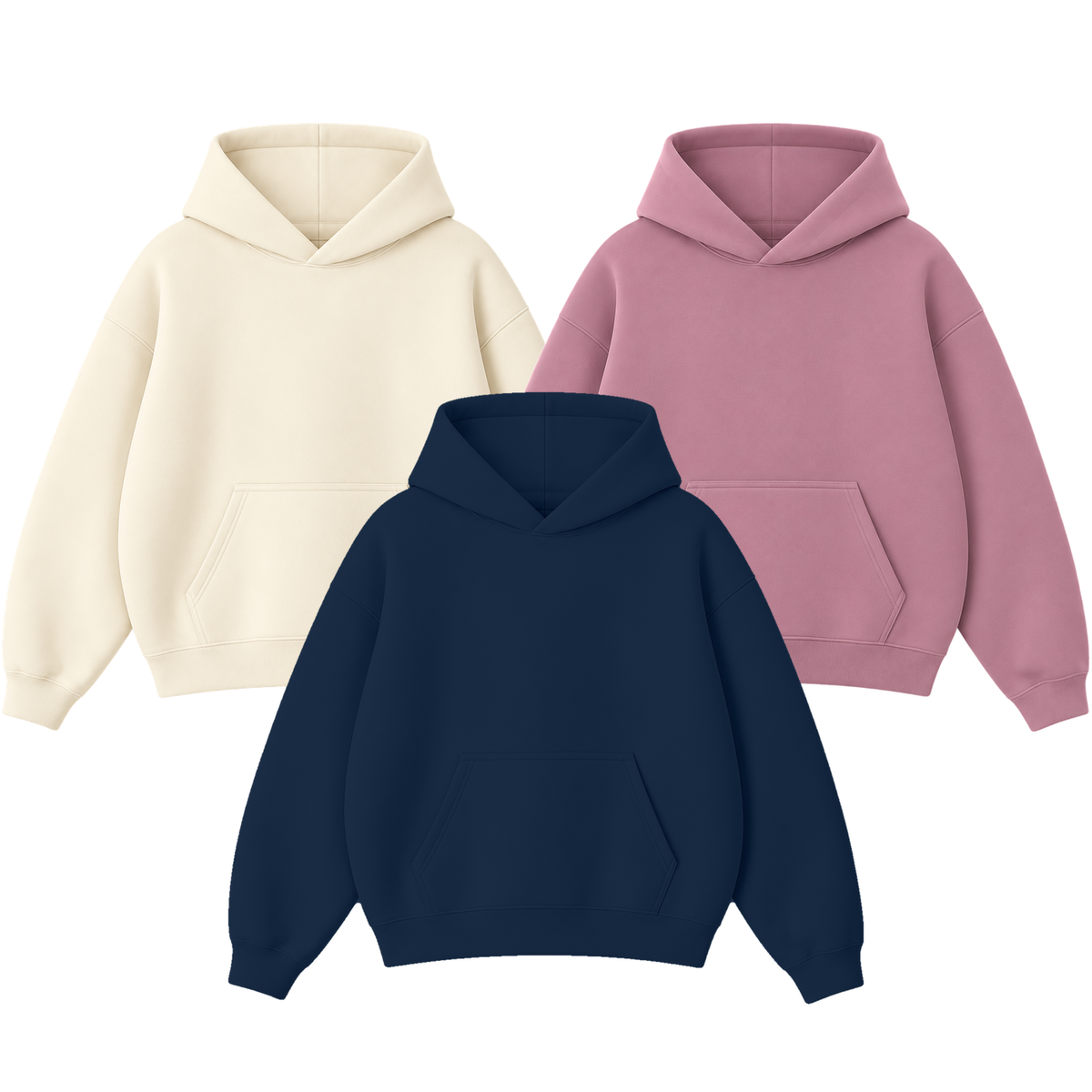 Pack of 3 Oversize Drop Shoulder Hoodie