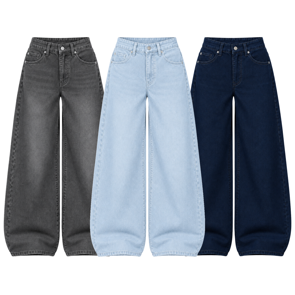 Pack of 3 Wide-leg Jeans